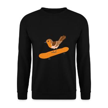 Skating Rotkehlchen Vogel Skateboard Ornithologe G - Unisex Pullover - Schwarz - Vorne - Alina (178cm) & Michal (187cm)