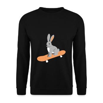 Hase Skater Kaninchen Skateboard Hasenliebhaber Ge - Unisex Pullover - Schwarz - Vorne - Alina (178cm) & Michal (187cm)