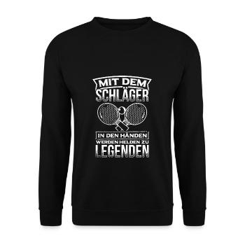 Mit dem Schläger in den Händen werdne Helden zu Le - Unisex Pullover - Schwarz - Vorne - Alina (178cm) & Michal (187cm)