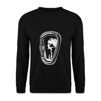 Klettern Boulder Berge Karabiner Klettern Geschenk - Unisex Pullover - Schwarz - Vorne - Alina (178cm) & Michal (187cm)