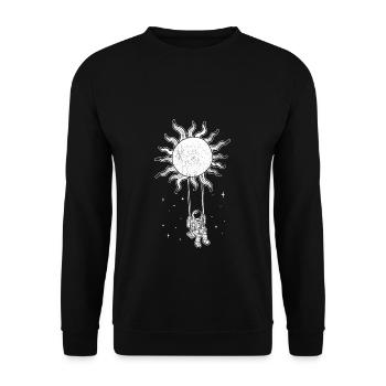 Astronaut Schaukel Sonne Weltraum Kinder Astronaut - Unisex Pullover - Schwarz - Vorne - Alina (178cm) & Michal (187cm)