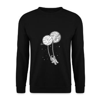Astronaut Schaukel Planeten Weltraum Kinder Astron - Unisex Pullover - Schwarz - Vorne - Alina (178cm) & Michal (187cm)