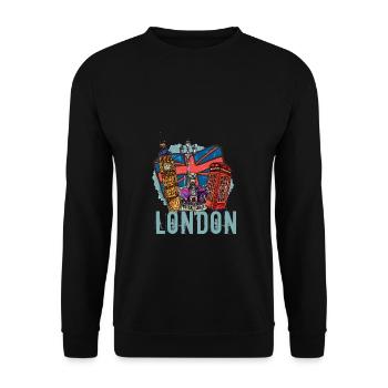 Londres Souvenir Londres Royaume-Uni Angleterre - Sweat-shirt Unisexe - noir - Devant - Alina (178cm) & Michal (187cm)