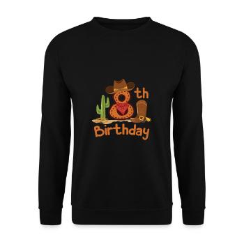 Cowboy 8th Birthday Gift Children's Birthday Party - Unisex Sweatshirt - black - Front - Alina (178cm) & Michal (187cm)