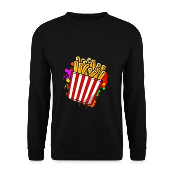 Pommes Frites Pommes Liebhaber Fast Food Fritte Ro - Unisex Pullover - Schwarz - Vorne - Alina (178cm) & Michal (187cm)