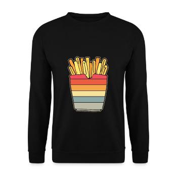 Vintage Pommes Frites Pommes Liebhaber Fast Food F - Unisex Pullover - Schwarz - Vorne - Alina (178cm) & Michal (187cm)