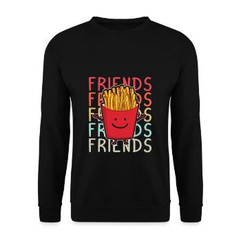 Pommes Fritten Frites Pommes Fans - Friends Gesche - Unisex Pullover - Schwarz - Vorne - Alina (178cm) & Michal (187cm)