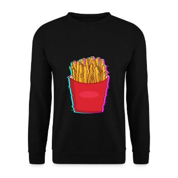 Pommes Frites Pommes Liebhaber Fast Food Fritte Ro - Unisex Pullover - Schwarz - Vorne - Alina (178cm) & Michal (187cm)