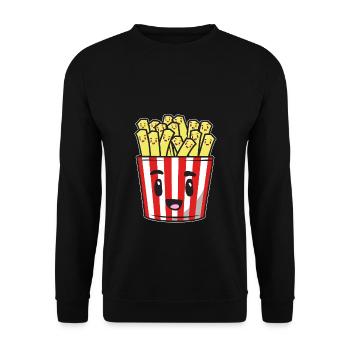 Pommes Frites Pommes mit Ketchup Drama Pommestüte - Unisex Pullover - Schwarz - Vorne - Alina (178cm) & Michal (187cm)