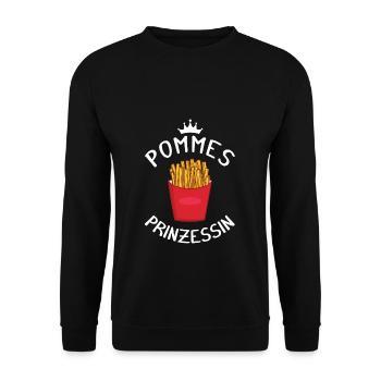 Pommes Prinzessin French Fries Fritten Ketchup Ges - Unisex Pullover - Schwarz - Vorne - Alina (178cm) & Michal (187cm)