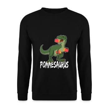 Pommesaurier Pommes Frites Dinosaurier T Rex Fritt - Unisex Pullover - Schwarz - Vorne - Alina (178cm) & Michal (187cm)