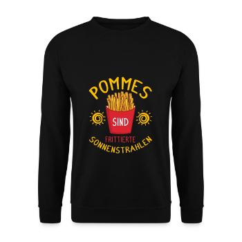 Pommes Sind Frittierte Sonnenstrahlen Pommes Frite - Unisex Pullover - Schwarz - Vorne - Alina (178cm) & Michal (187cm)