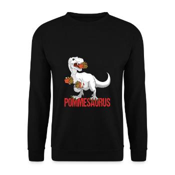 Pommes Frites Dinosaurier T Rex Fritten Dino Fast - Unisex Pullover - Schwarz - Vorne - Alina (178cm) & Michal (187cm)