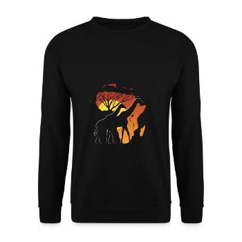 Afrika Giraffe Kontinent Elefant Tiere Big Five Sa - Unisex Pullover - Schwarz - Vorne - Alina (178cm) & Michal (187cm)