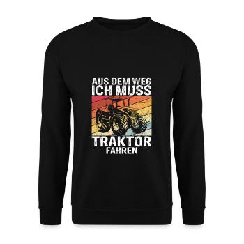 Aus Dem Weg Ich Muss Traktor Fahren Trecker Gesche - Unisex Pullover - Schwarz - Vorne - Alina (178cm) & Michal (187cm)