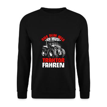 Aus Dem Weg Ich Muss Traktor Fahren Trecker Gesche - Unisex Pullover - Schwarz - Vorne - Alina (178cm) & Michal (187cm)