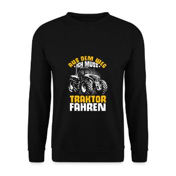Aus Dem Weg Ich Muss Traktor Fahren Trecker Gesche - Unisex Pullover - Schwarz - Vorne - Alina (178cm) & Michal (187cm)