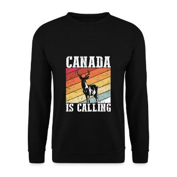 Canada Is Calling - Kanada Elch Elk Backpacker Ges - Unisex Pullover - Schwarz - Vorne - Alina (178cm) & Michal (187cm)