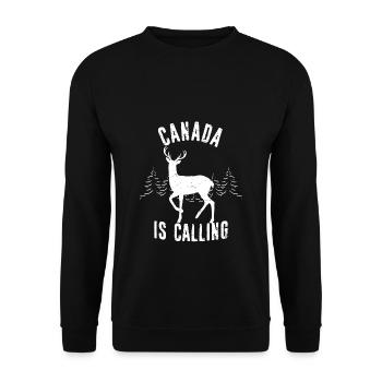 Canada Is Calling - Kanada Elch Elk Backpacker Wan - Unisex Pullover - Schwarz - Vorne - Alina (178cm) & Michal (187cm)