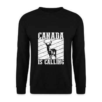Canada Is Calling - Kanada Elch Elk Backpacker Wan - Unisex Pullover - Schwarz - Vorne - Alina (178cm) & Michal (187cm)