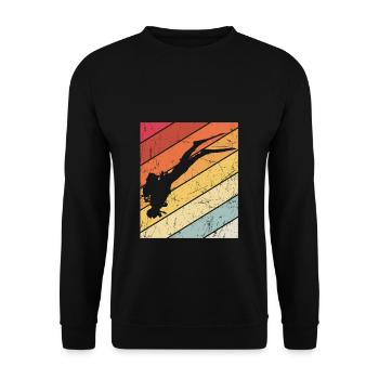 Vintage Taucher Ocean Diver Tauchsport - Unisex Pullover - Schwarz - Vorne - Alina (178cm) & Michal (187cm)