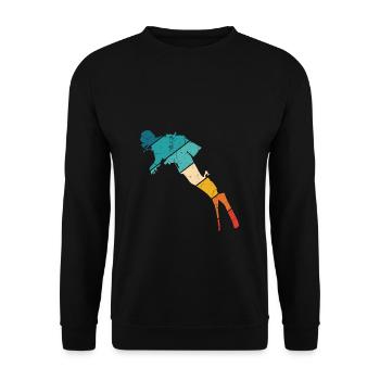 Vintage Taucher Ocean Diver Tauchsport Geschenk - Unisex Pullover - Schwarz - Vorne - Alina (178cm) & Michal (187cm)
