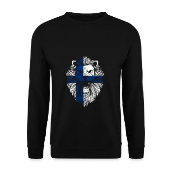Finnland Löwen Flagge Finnische Flagge Geschenk - Unisex Pullover - Schwarz - Vorne - Alina (178cm) & Michal (187cm)