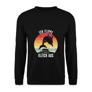 Delfi Ich flippe Gleich aus Sarkasmus Ironie Delfi - Unisex Pullover - Schwarz - Vorne - Alina (178cm) & Michal (187cm)
