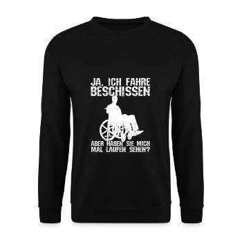 Rollstuhlfahrer Rollstuhl Spruch Geschenkidee Roll - Unisex Pullover - Schwarz - Vorne - Alina (178cm) & Michal (187cm)