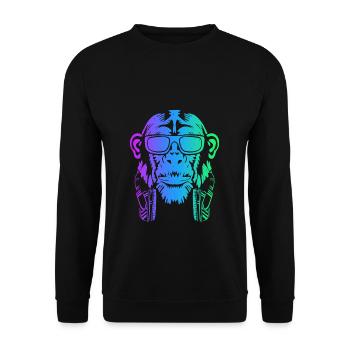 Affe DJ mit Kopfhörer und Sonnenbrille Geschenk Pa - Unisex Pullover - Schwarz - Vorne - Alina (178cm) & Michal (187cm)