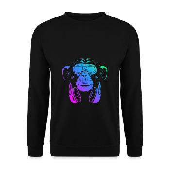 Affe DJ mit Kopfhörer und Sonnenbrille Geschenk Pa - Unisex Pullover - Schwarz - Vorne - Alina (178cm) & Michal (187cm)
