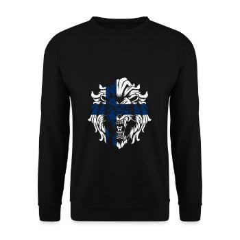 Finnland Löwen Flagge Finnische Flagge Geschenk - Unisex Pullover - Schwarz - Vorne - Alina (178cm) & Michal (187cm)