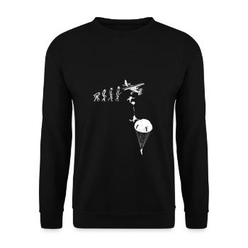 Fallschirmspringer Evolution Fallschirm Extremspor - Unisex Pullover - Schwarz - Vorne - Alina (178cm) & Michal (187cm)