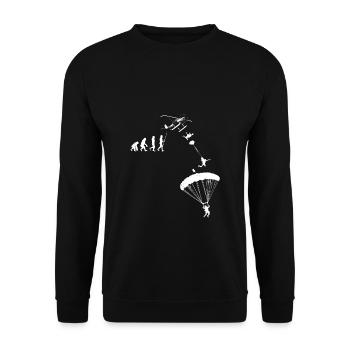 Fallschirmspringer Evolution Fallschirm Extremspor - Unisex Pullover - Schwarz - Vorne - Alina (178cm) & Michal (187cm)