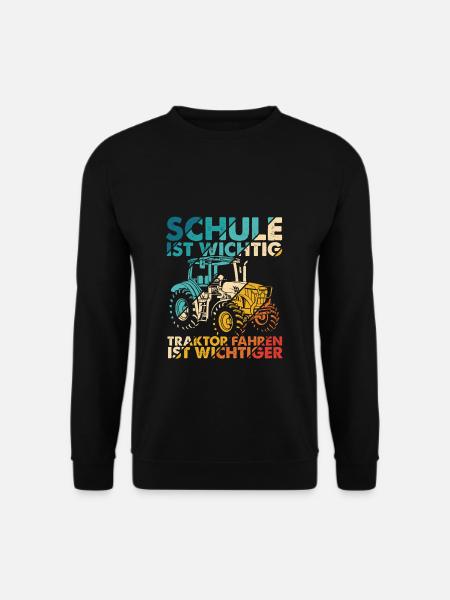 Traktor Spruch Schule Ist Wichtig Traktor Jungen T - Unisex Pullover - Schwarz