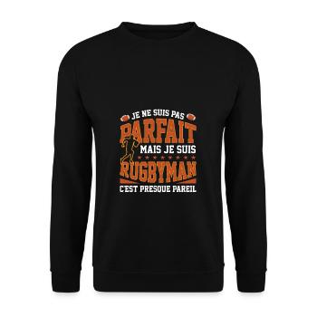 Rugby Maillot Je Suis Rugbyman Sport Cadeau Foueur - Unisex Pullover - Schwarz - Vorne - Alina (178cm) & Michal (187cm)