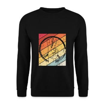 Vintage Peace Zeichen Frieden Symbol Peace Hippi - Unisex Pullover - Schwarz - Vorne - Alina (178cm) & Michal (187cm)