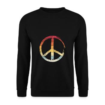 Vintage Peace Zeichen Frieden Symbol Peace Hippi - Unisex Pullover - Schwarz - Vorne - Alina (178cm) & Michal (187cm)
