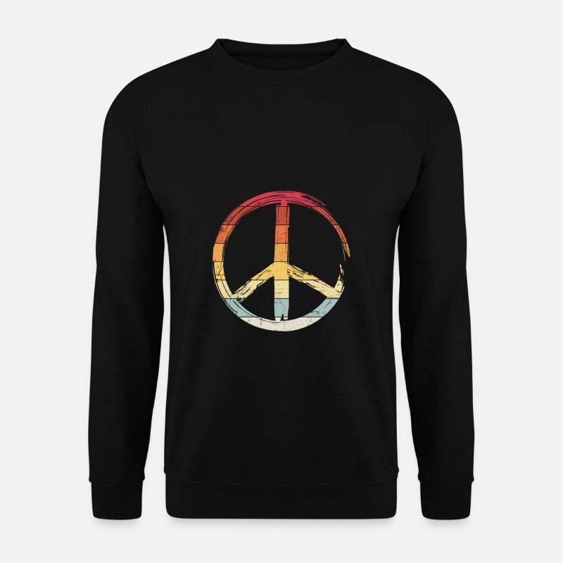 Vintage Peace Zeichen Frieden Symbol Peace Hippi - Unisex Pullover - Schwarz