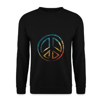 Vintage Peace Zeichen Frieden Symbol Retro Peace H - Unisex Pullover - Schwarz - Vorne - Alina (178cm) & Michal (187cm)