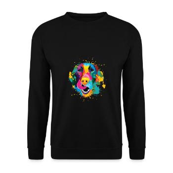 Golden Retriever Pop Art Motiv für Hundebesitzer G - Unisex Pullover - Schwarz - Vorne - Alina (178cm) & Michal (187cm)
