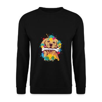 Golden Retriever Pop Art Motiv für Hundebesitzer G - Unisex Pullover - Schwarz - Vorne - Alina (178cm) & Michal (187cm)