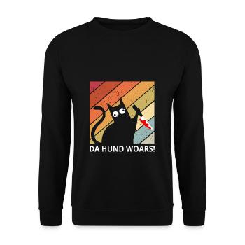 Da Hund woars Katzen Lustiges Katzen Motiv - Unisex Pullover - Schwarz - Vorne - Alina (178cm) & Michal (187cm)