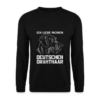 Hund Hundebesitzer Ich liebe meinen Deutschen Drah - Unisex Pullover - Schwarz - Vorne - Alina (178cm) & Michal (187cm)