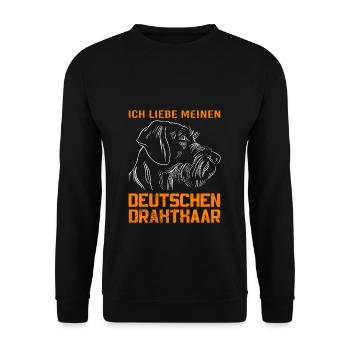 Hund Hundebesitzer Ich liebe meinen Deutschen Drah - Unisex Pullover - Schwarz - Vorne - Alina (178cm) & Michal (187cm)