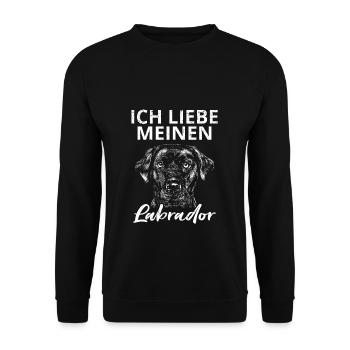Labrador Hund Hundebesitzer Ich liebe meinen Labra - Unisex Pullover - Schwarz - Vorne - Alina (178cm) & Michal (187cm)