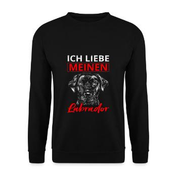 Labrador Hund Hundebesitzer Ich liebe meinen Labra - Unisex Pullover - Schwarz - Vorne - Alina (178cm) & Michal (187cm)