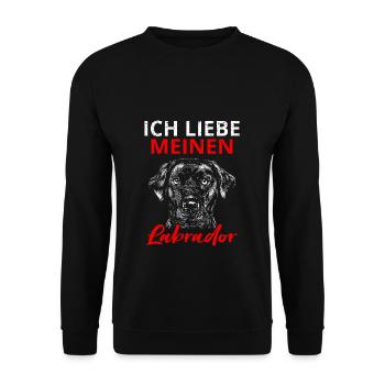 Labrador Hund Hundebesitzer Ich liebe meinen Labra - Unisex Pullover - Schwarz - Vorne - Alina (178cm) & Michal (187cm)