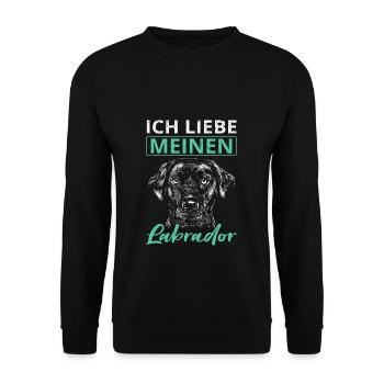 Labrador Hund Hundebesitzer Ich liebe meinen Labra - Unisex Pullover - Schwarz - Vorne - Alina (178cm) & Michal (187cm)