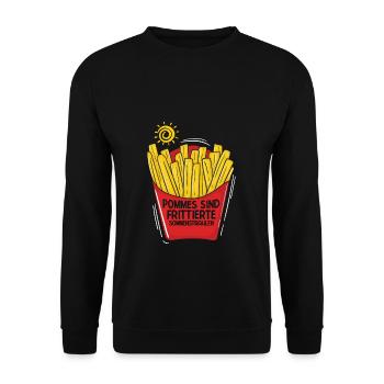 Pommes Sind Frittierte Sonnenstrahlen Pommes Liebh - Unisex Pullover - Schwarz - Vorne - Alina (178cm) & Michal (187cm)